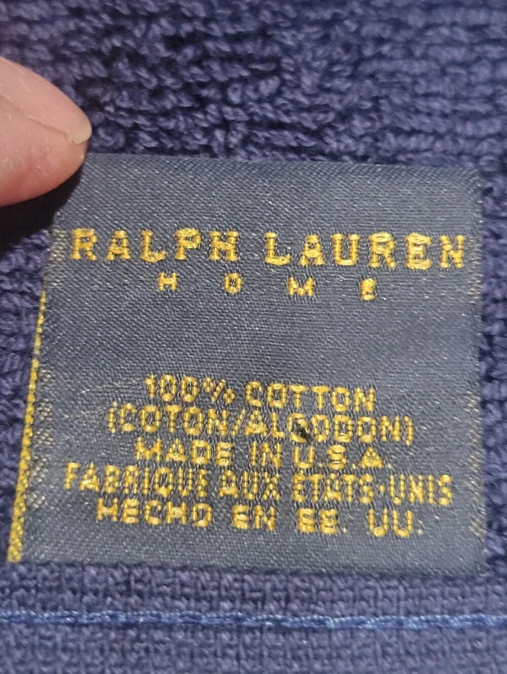 Ralph Lauren Home Navy Cotton Hand Towel Cable 